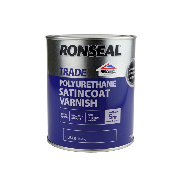 Ronseal Trade Polyurethane Satincoat Varnish Clear 750ml